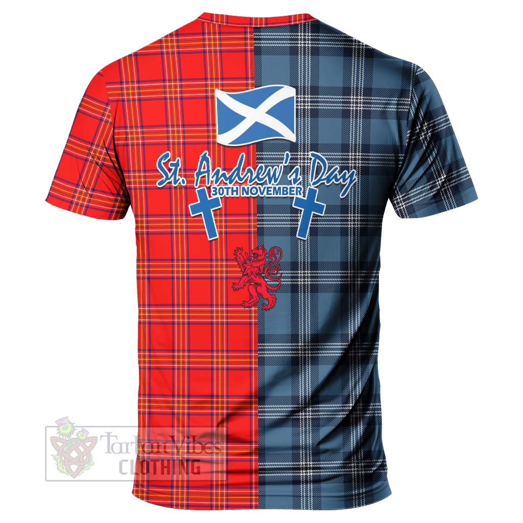 Tartan Vibes Clothing Burnett Tartan T-Shirt Happy St. Andrew's Day Half Tartan Style