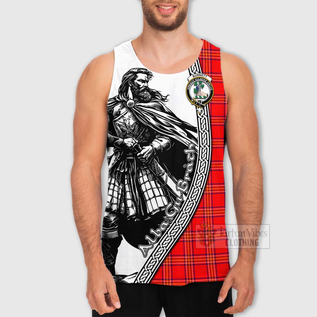 Tartan Vibes Clothing Burnett Tartan Clan Crest Men's Tank Top with Highlander Warrior Celtic Style