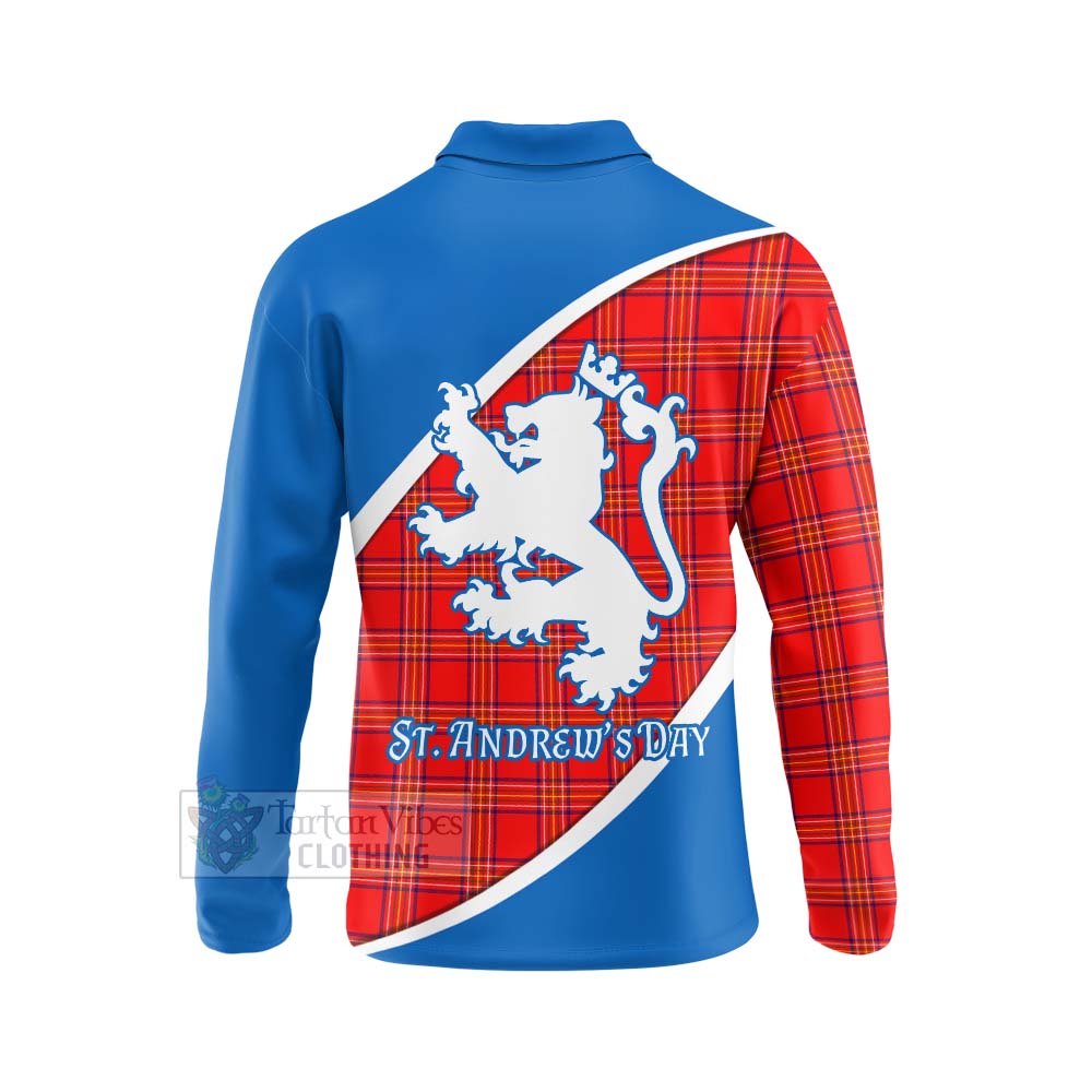 Tartan Vibes Clothing Burnett Family Crest Tartan Long Sleeve Polo Shirt Celebrate Saint Andrew's Day in Style