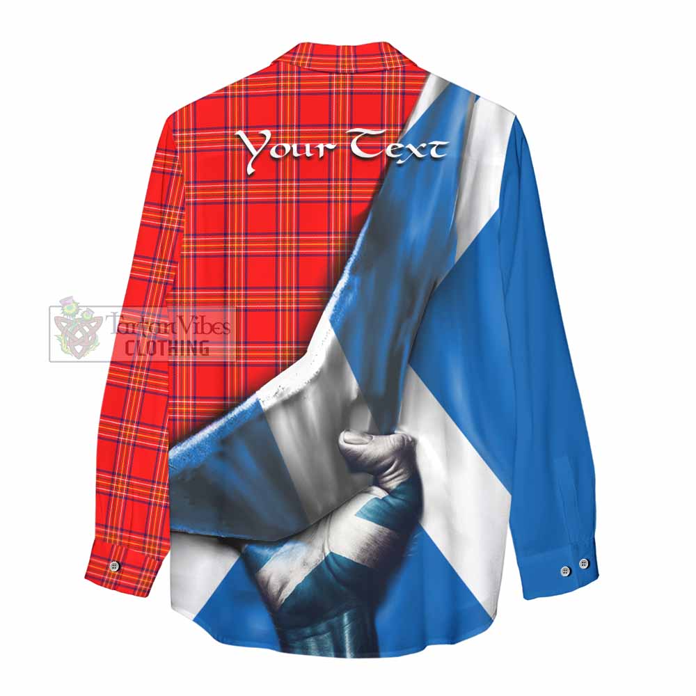 Tartan Vibes Clothing Burnett Tartan Women's Casual Shirt with Family Crest Scotland Patriotic Style