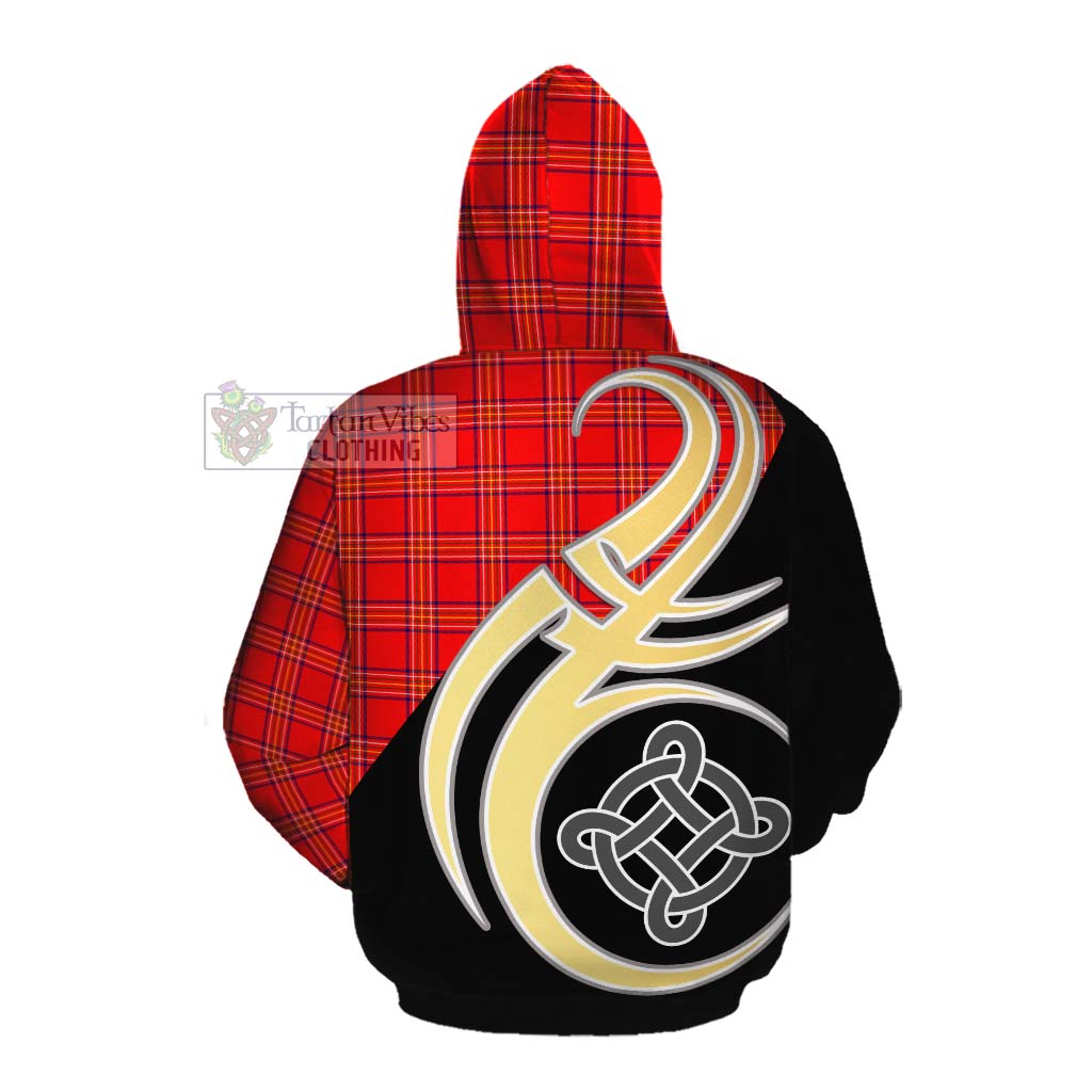 Tartan Vibes Clothing Burnett Tartan Cotton Hoodie with Family Crest and Celtic Symbol Style