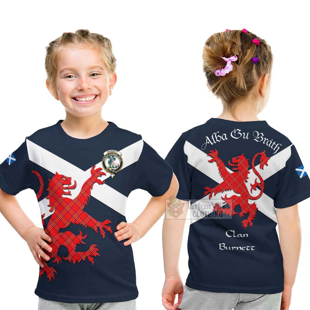 Tartan Vibes Clothing Burnett Tartan Lion Rampant Kid T-Shirt – Proudly Display Your Heritage with Alba Gu Brath and Clan Name