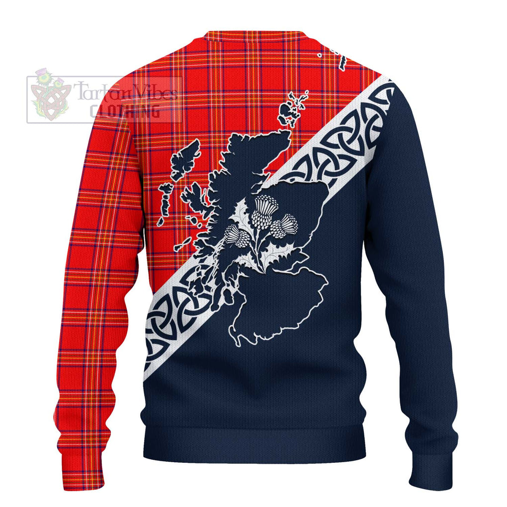 Tartan Vibes Clothing Burnett Tartan Knitted Sweater Featuring Thistle and Scotland Map