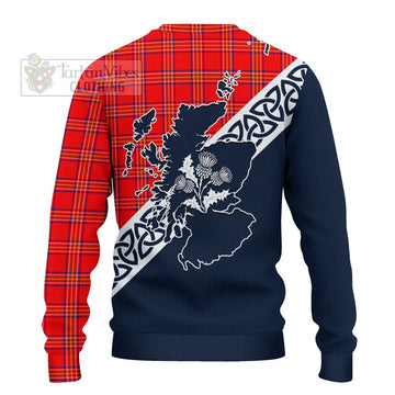 Burnett Tartan Ugly Sweater Featuring Thistle and Scotland Map