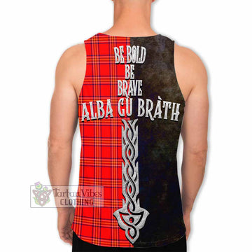 Burnett Tartan Family Crest Men's Tank Top Alba Gu Brath Be Brave Lion Ancient Style - Tartan Vibes Clothing