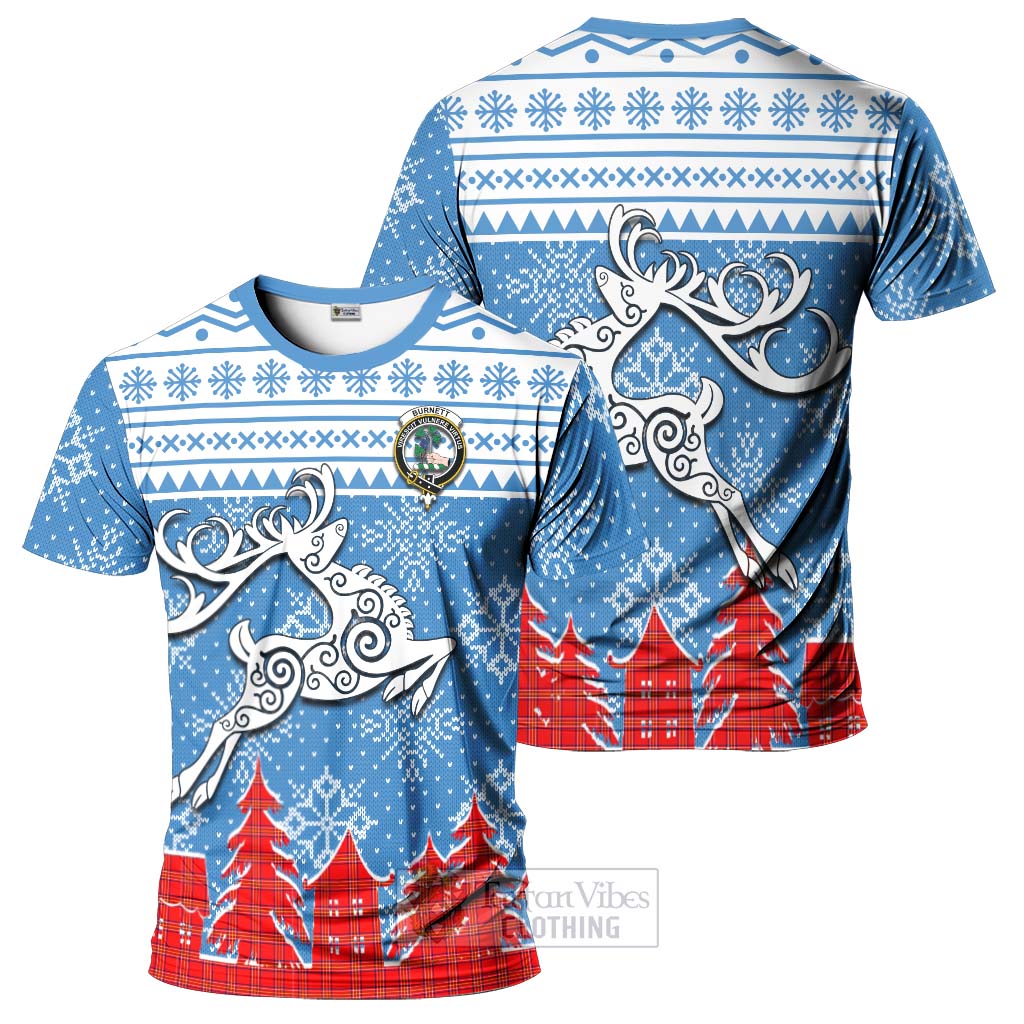 Tartan Vibes Clothing Burnett Clan Christmas T-Shirt Celtic Reindeer Style