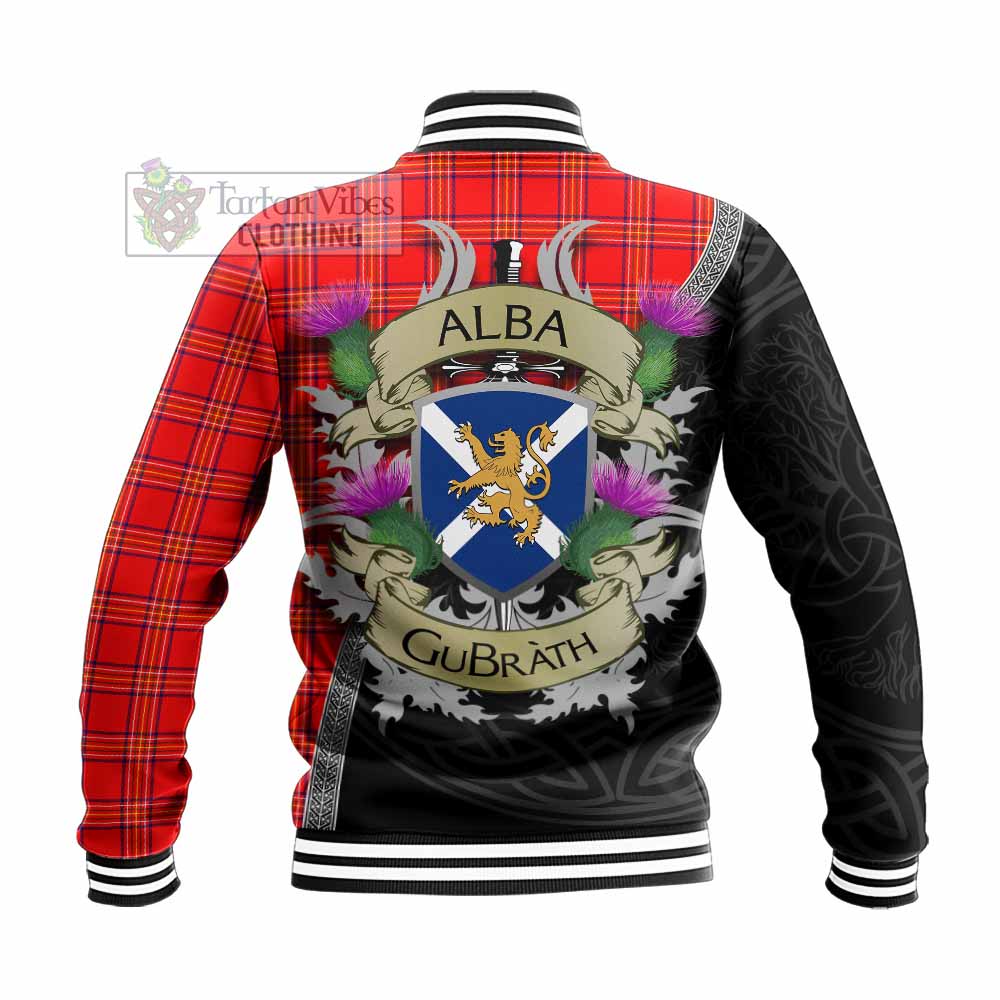 Burnett Tartan Family Crest Baseball Jacket Lion Rampant Royal Thistle Shield Celtic Inspired - Tartan Vibes Clothing