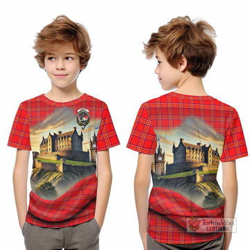 Burnett Tartan Family Crest Kid T-Shirt with Scottish Ancient Castle Style - Tartan Vibes Clothing
