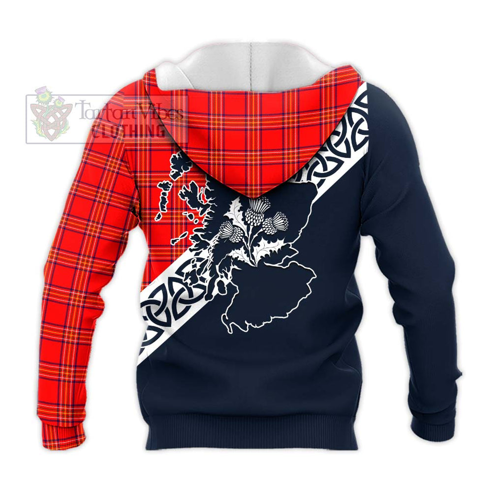 Tartan Vibes Clothing Burnett Tartan Knitted Hoodie Featuring Thistle and Scotland Map