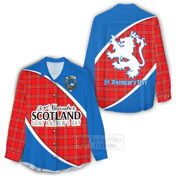 Burnett Family Crest Tartan Women's Casual Shirt Celebrate Saint Andrew's Day in Style