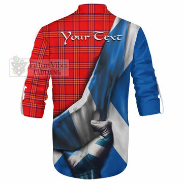 Burnett Tartan Ghillie Kilt Shirt with Family Crest Scotland Patriotic Style