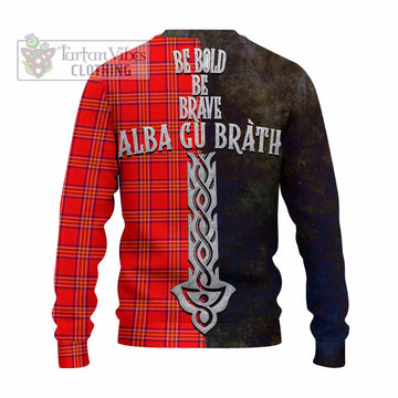 Burnett Tartan Family Crest Knitted Sweater Alba Gu Brath Be Brave Lion Ancient Style - Tartan Vibes Clothing