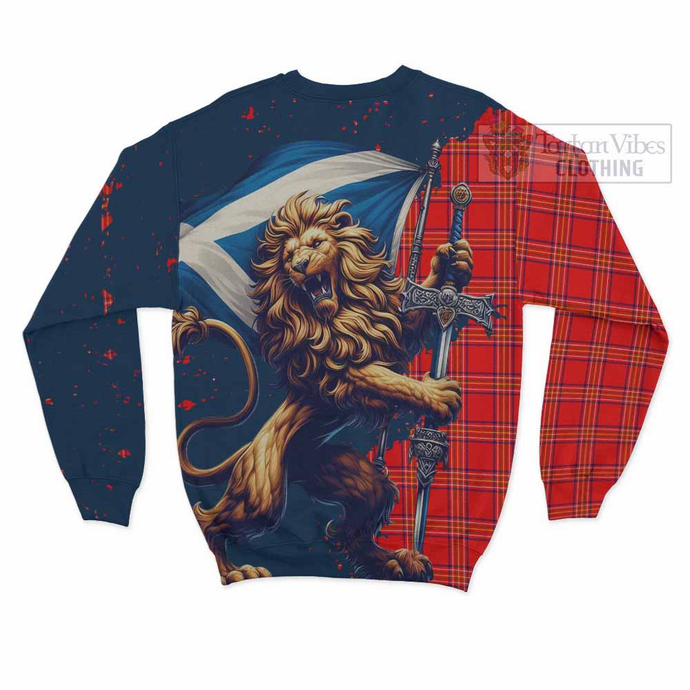 Tartan Vibes Clothing Burnett Tartan Family Crest Sweatshirt with Scottish Majestic Lion