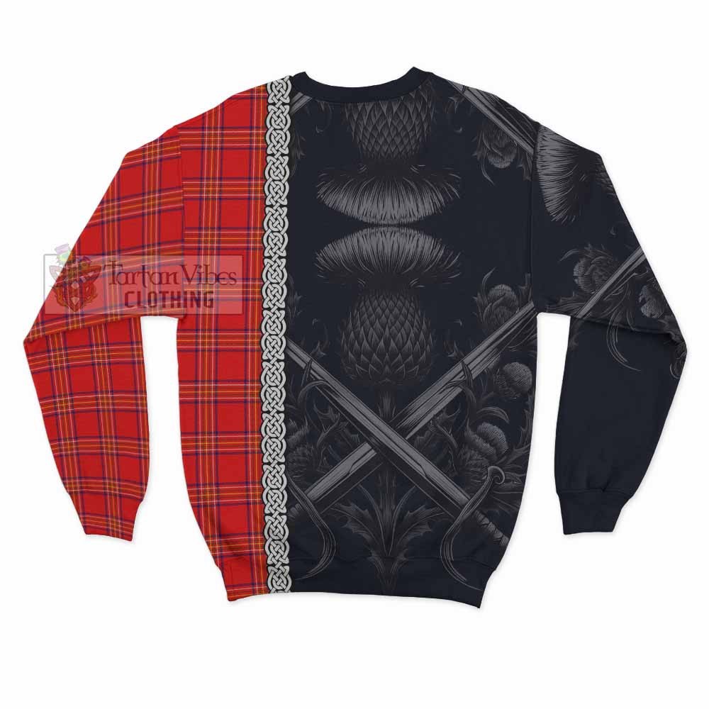 Tartan Vibes Clothing Burnett Tartan Sweatshirt with Family Crest Cross Sword Thistle Celtic Vibes