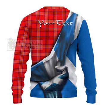 Burnett Tartan Knitted Sweater with Family Crest Scotland Patriotic Style