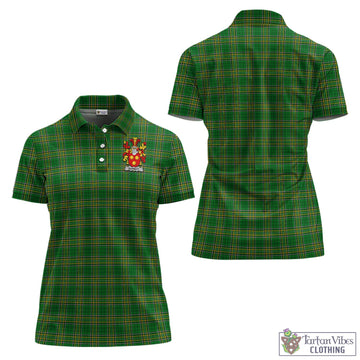 Burnett Irish Clan Tartan Women's Polo Shirt with Coat of Arms