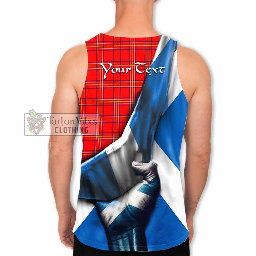 Tartan Vibes Clothing Burnett Tartan Men's Tank Top with Family Crest Scotland Patriotic Style