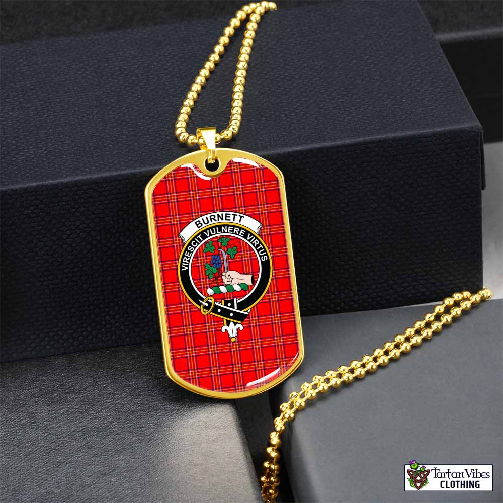 Tartan Vibes Clothing Burnett Tartan Dog Tag Necklace with Family Crest