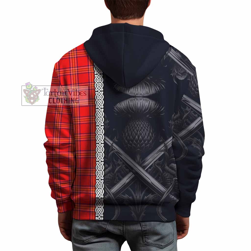 Tartan Vibes Clothing Burnett Tartan Hoodie with Family Crest Cross Sword Thistle Celtic Vibes