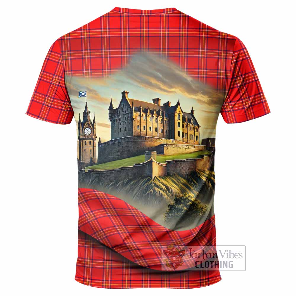 Burnett Tartan Family Crest T-Shirt with Scottish Ancient Castle Style - Tartan Vibes Clothing