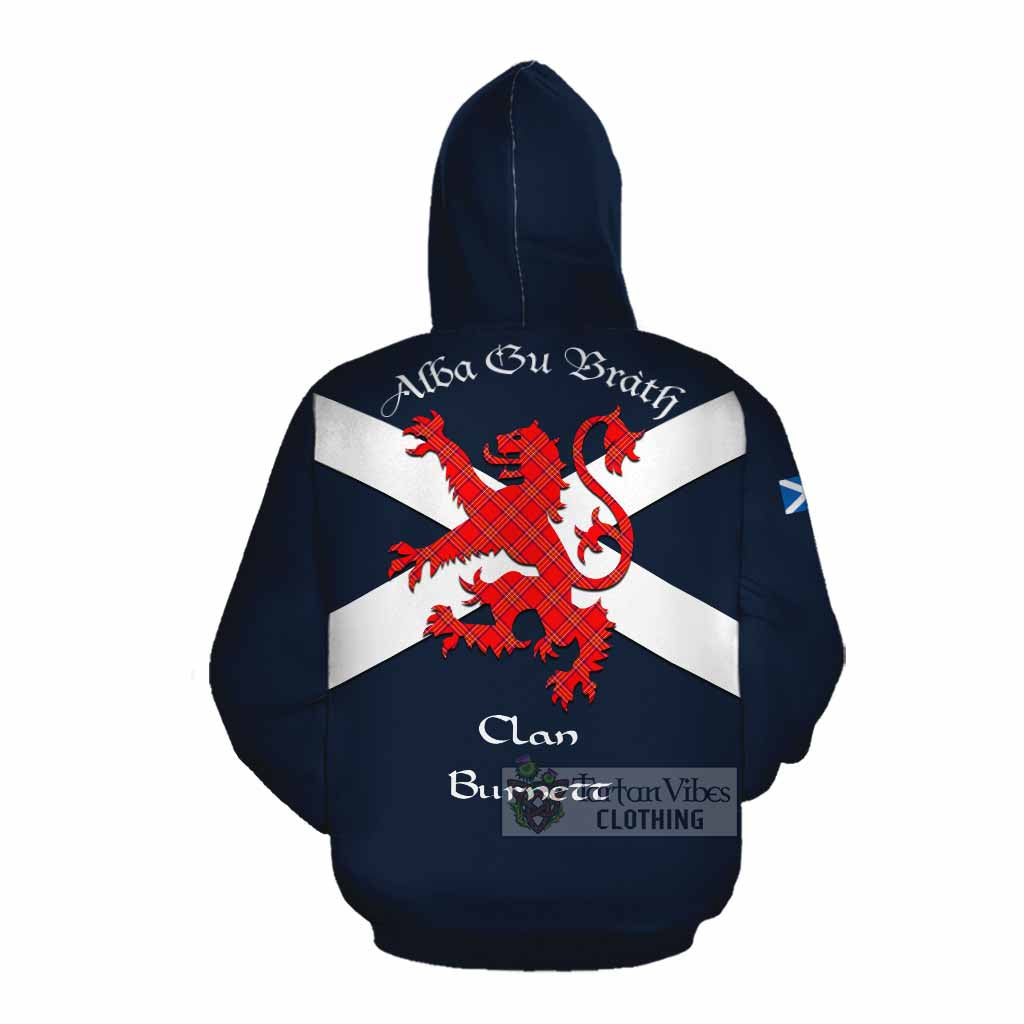 Tartan Vibes Clothing Burnett Tartan Lion Rampant Cotton Hoodie Proudly Display Your Heritage with Alba Gu Brath and Clan Name