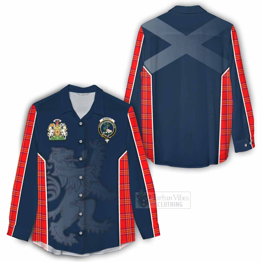 Tartan Vibes Clothing Burnett Tartan Women's Casual Shirt with Family Crest and Lion Rampant Vibes Sport Style