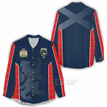 Burnett Tartan Women's Casual Shirt with Family Crest and Lion Rampant Vibes Sport Style