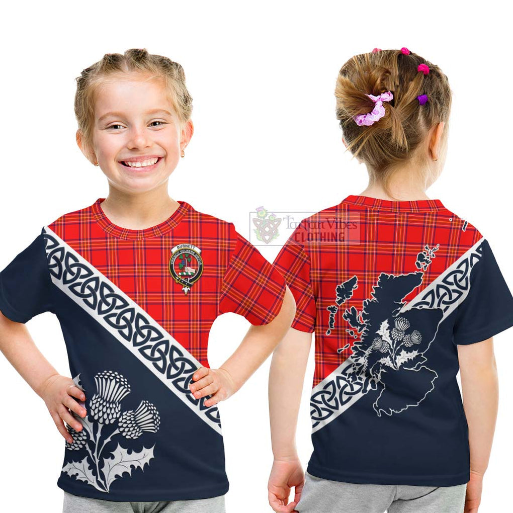 Tartan Vibes Clothing Burnett Tartan Kid T-Shirt Featuring Thistle and Scotland Map