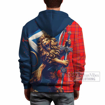 Burnett Tartan Family Crest Hoodie with Scottish Majestic Lion