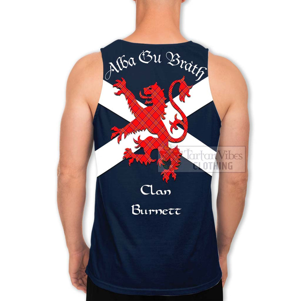 Tartan Vibes Clothing Burnett Tartan Lion Rampant Men's Tank Top – Proudly Display Your Heritage with Alba Gu Brath and Clan Name