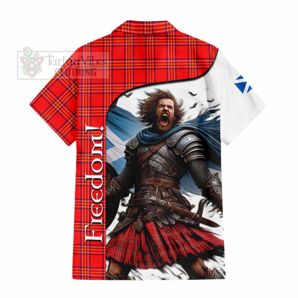 Tartan Vibes Clothing Burnett Crest Tartan Short Sleeve Button Shirt Inspired by the Freedom of Scottish Warrior