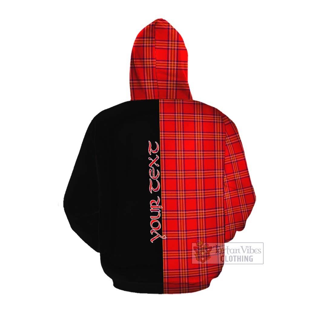 Tartan Vibes Clothing Burnett Tartan Cotton Hoodie with Family Crest and Half Of Me Style