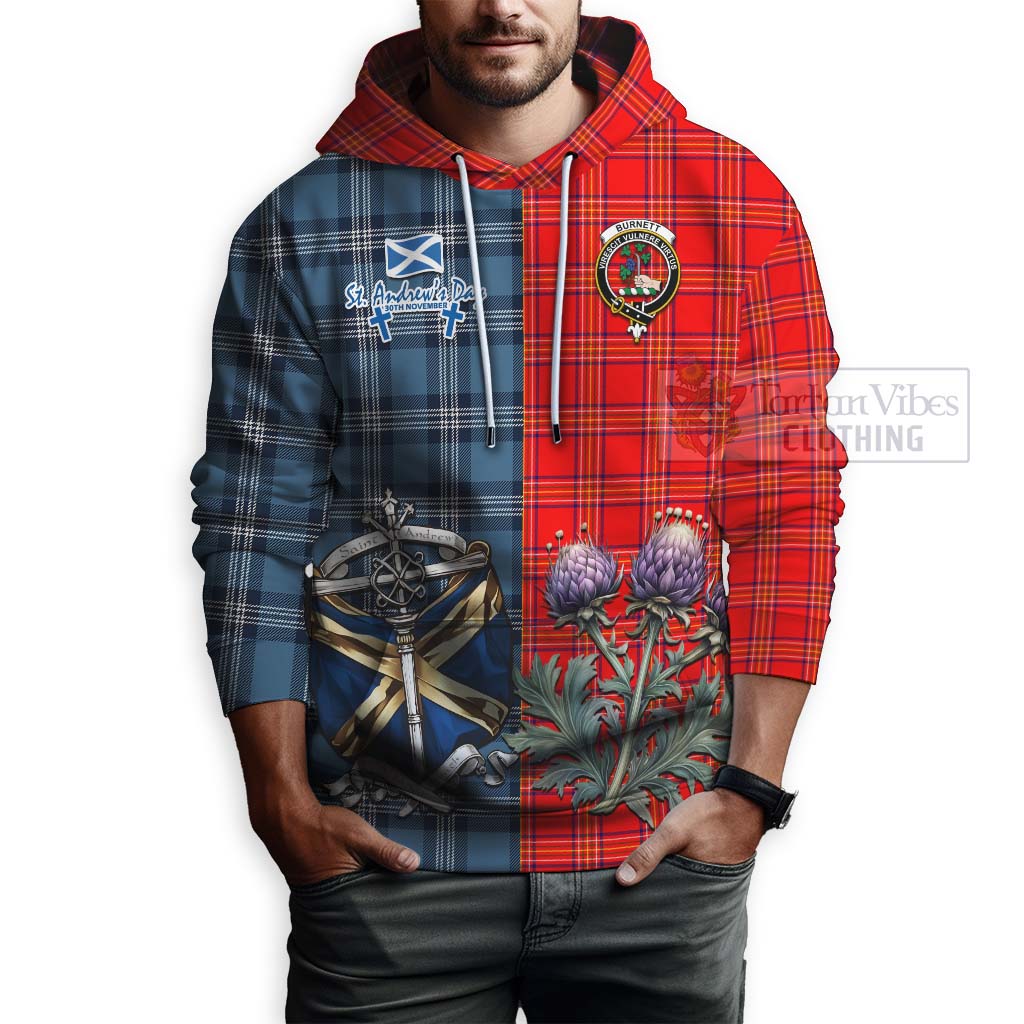 Tartan Vibes Clothing Burnett Tartan Hoodie Happy St. Andrew's Day Half Tartan Style