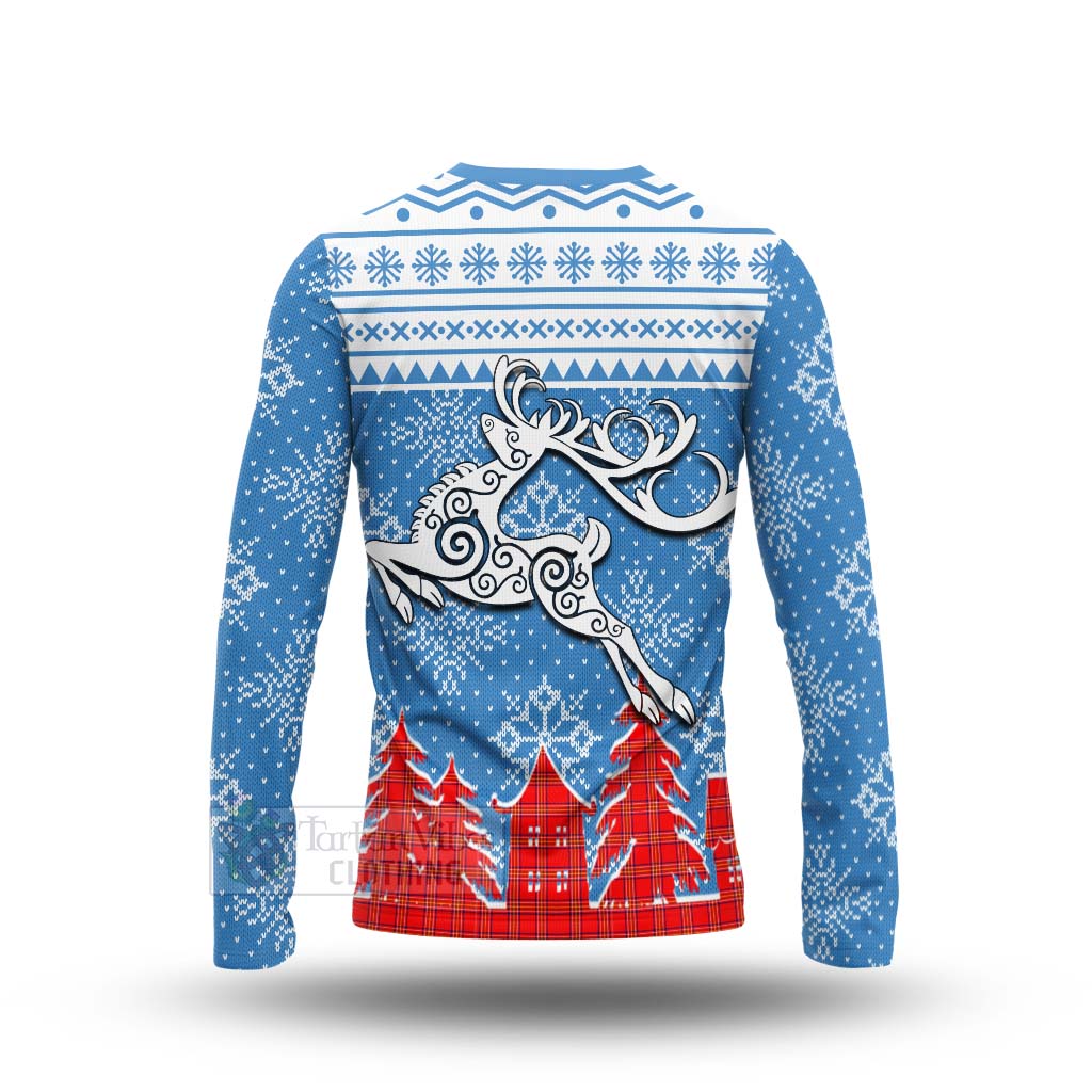 Tartan Vibes Clothing Burnett Clan Christmas Long Sleeve T-Shirt Celtic Reindeer Style