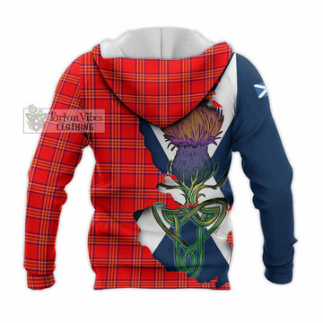 Burnett Tartan Family Crest Knitted Hoodie Scottish Thistle Celtic Inspired - Tartan Vibes Clothing