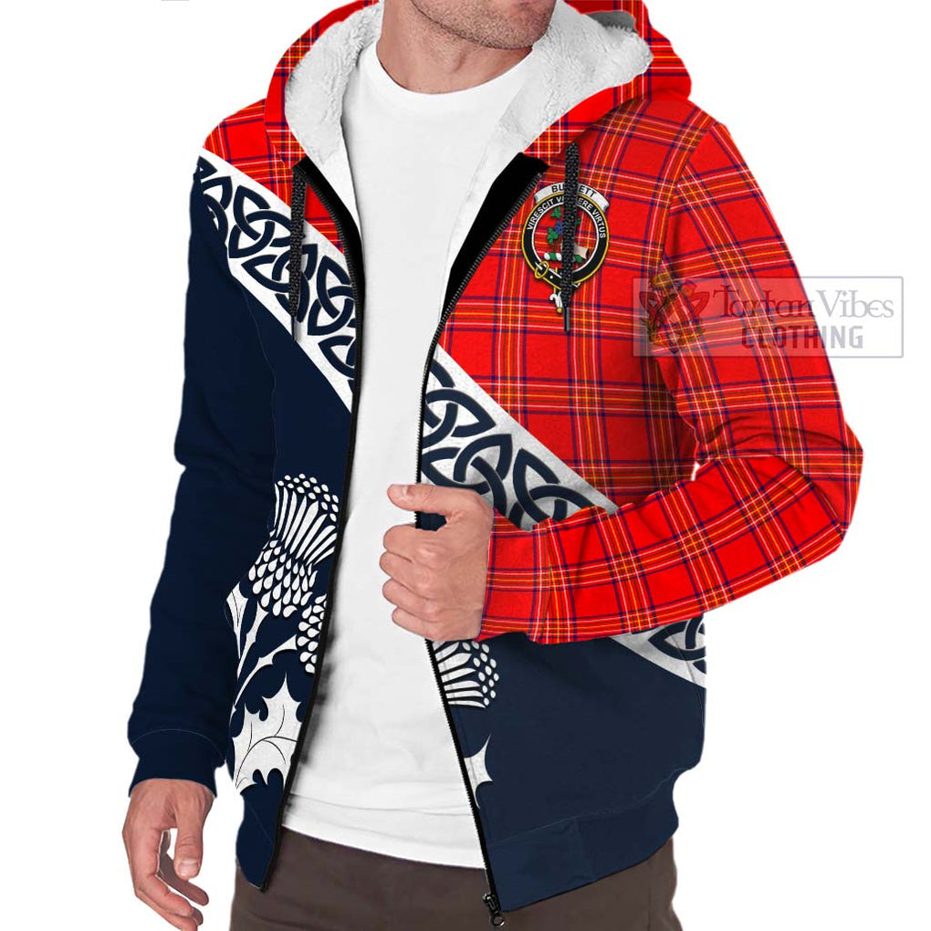 Tartan Vibes Clothing Burnett Tartan Sherpa Hoodie Featuring Thistle and Scotland Map