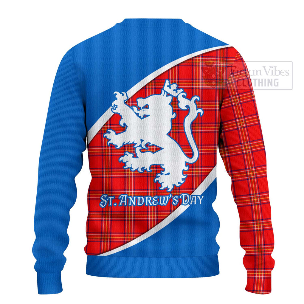 Tartan Vibes Clothing Burnett Family Crest Tartan Knitted Sweater Celebrate Saint Andrew's Day in Style