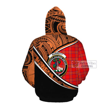 Burnett Crest Tartan Cotton Hoodie with Polynesian Vibes Style - Orange Version