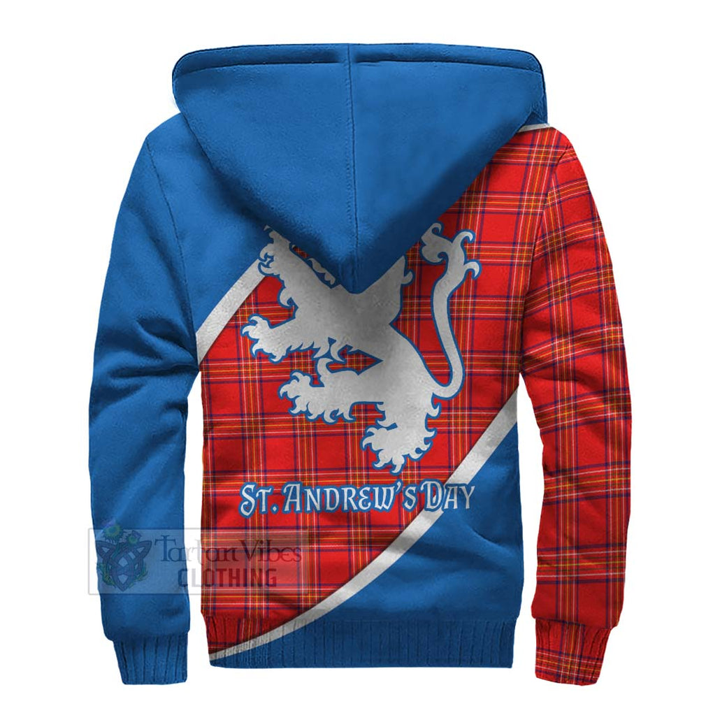 Tartan Vibes Clothing Burnett Family Crest Tartan Sherpa Hoodie Celebrate Saint Andrew's Day in Style