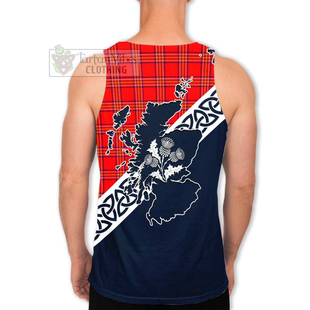 Tartan Vibes Clothing Burnett Tartan Men's Tank Top Featuring Thistle and Scotland Map