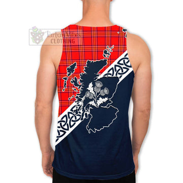 Burnett Tartan Men's Tank Top Featuring Thistle and Scotland Map