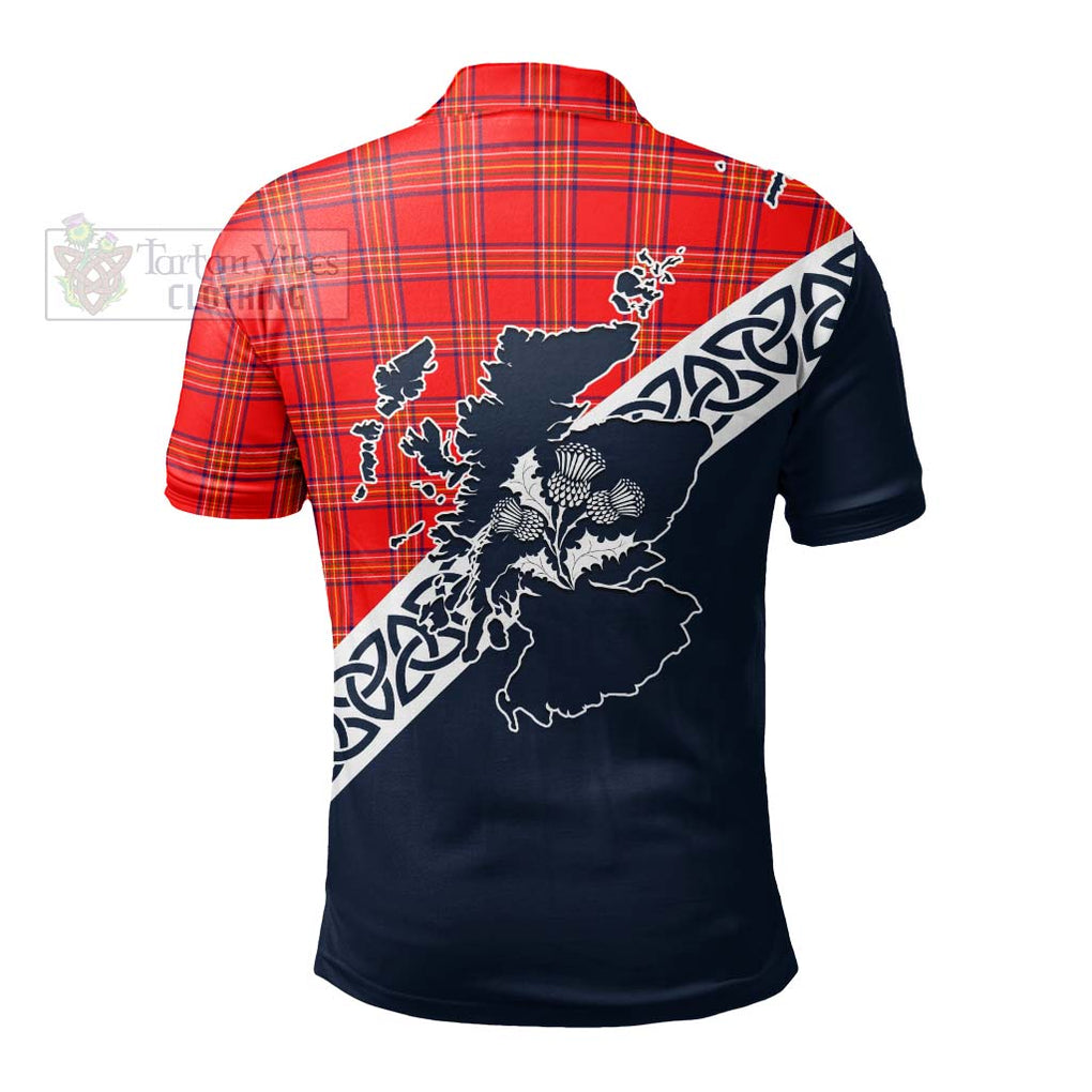 Burnett Tartan Polo Shirt Featuring Thistle and Scotland Map