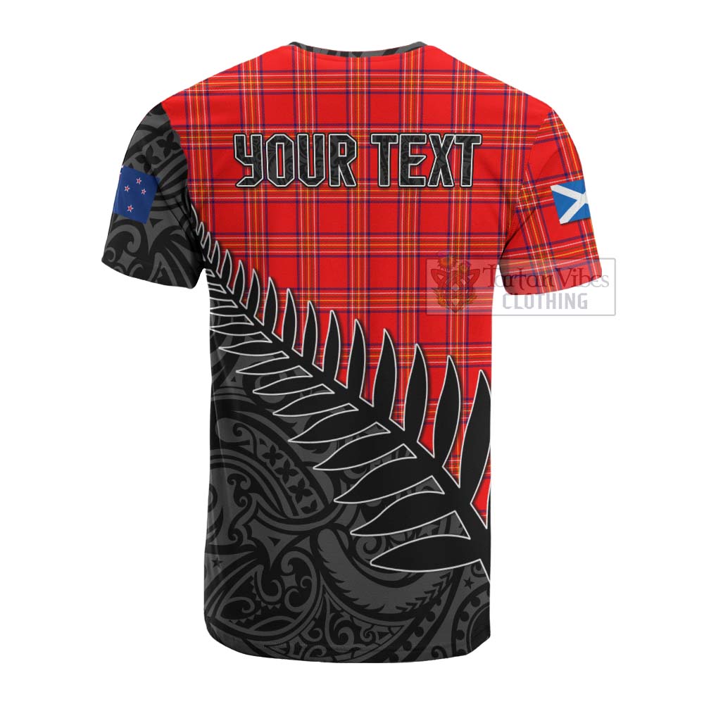 Tartan Vibes Clothing Burnett Crest Tartan Cotton T-shirt with New Zealand Silver Fern Half Style