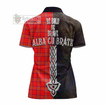 Burnett Tartan Family Crest Women's Polo Shirt Alba Gu Brath Be Brave Lion Ancient Style - Tartan Vibes Clothing