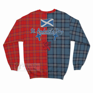 Burnett Tartan Sweatshirt Happy St. Andrew's Day Half Tartan Style