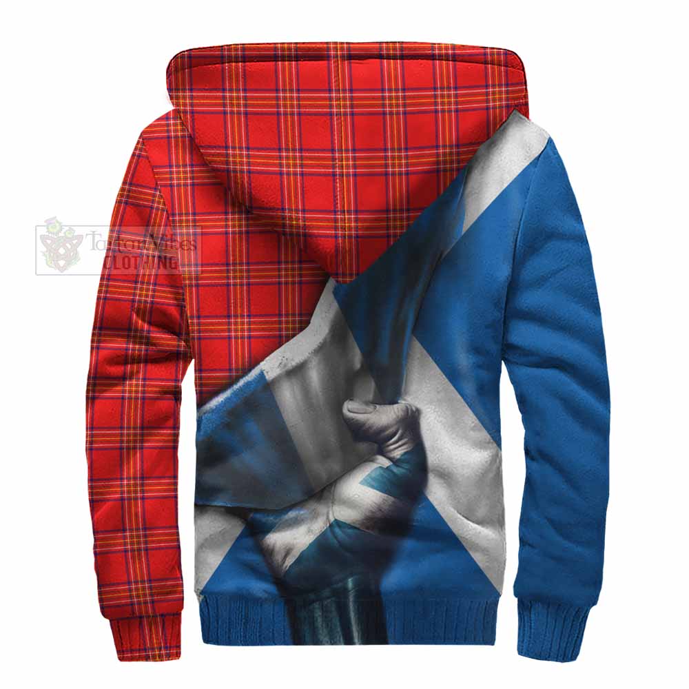 Tartan Vibes Clothing Burnett Tartan Sherpa Hoodie with Family Crest Scotland Patriotic Style