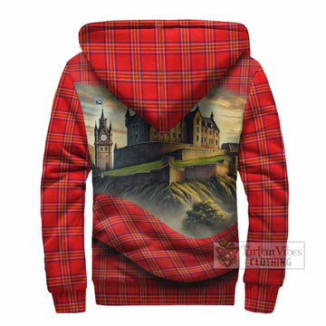 Burnett Tartan Family Crest Sherpa Hoodie with Scottish Ancient Castle Style - Tartan Vibes Clothing