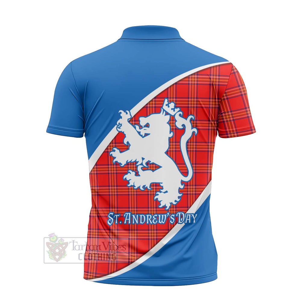 Tartan Vibes Clothing Burnett Family Crest Tartan Zipper Polo Shirt Celebrate Saint Andrew's Day in Style