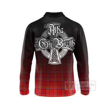 Burnett Tartan Long Sleeve Polo Shirt Featuring Alba Gu Brath Family Crest Celtic Inspired