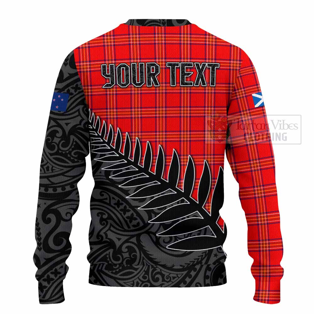 Tartan Vibes Clothing Burnett Crest Tartan Knitted Sweater with New Zealand Silver Fern Half Style